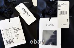 Nwt $1700 16a Rome Chanel Black Satin Silk CC Pearl Buttons Blouse Top Shirt 36