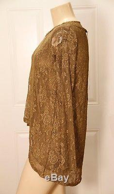 Nwt Krista Larson Gold Lace Long Sleeve Top Art To Wear
