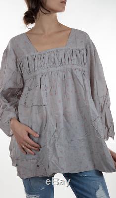 Nwt Magnolia Pearl European Cotton Long Sleeve Briony Top With Gathers