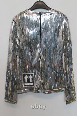 OFF-WHITE Ladies Silver Sequin Long Sleeve Top EU36 UK8
