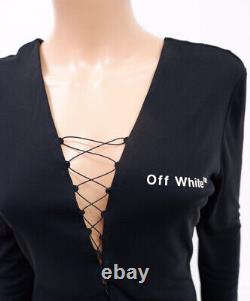 Off White Virgil Abloh Womens Body Suit Size 42 Black Long Sleeve Top VGC
