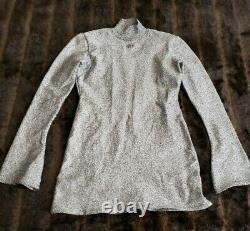 Off White Virgil Abloh Womens Tunic Sweater Top Silver Metallic Long Sleeve