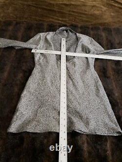 Off White Virgil Abloh Womens Tunic Sweater Top Silver Metallic Long Sleeve