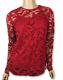 Oscar De La Renta New Red Lace Long Sleeve Top Blouse Size 2 Msrp$1590