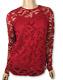 Oscar De La Renta New Red Sz 2 Lace Long Sleeve Top Blouse Msrp $1590