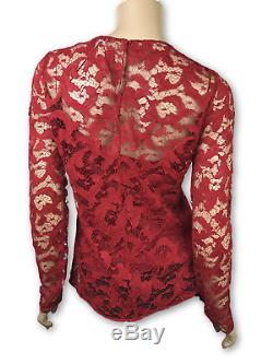 Oscar de la Renta New Red Sz 2 Lace Long Sleeve Top Blouse MSRP $1590