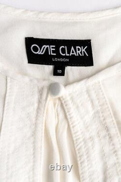 Ossie Clark Off White Blouse Top 10 Keyhole Neck Designer Vintage Rare