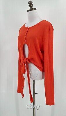 Ottolinger Women's Orange Knit Tie Waist Top Long Sleeve
