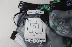 PACO RABANNE Ladies Black Green Multi Satin Blouse Top EU38 UK10 NEW RRP620