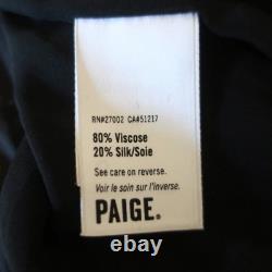 PAIGE Shirt Black Linara Black Striped Velvet Size Medium Long Sleeve Top NEW