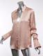 Paige Toscani Button-front Long Sleeve Satin Dusty Rose Top Blouse Shirt M New