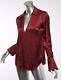 Paige Toscani Button-front Long Sleeve Satin Silk Rouge Top Blouse Shirt S New