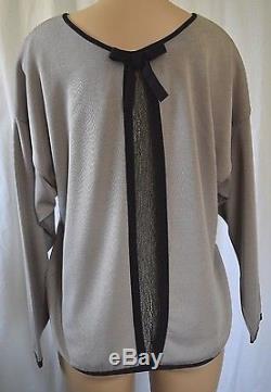 PAULE KA Blouse/Top Knit Moss with Black Trim Size Long Sleeves Size Large