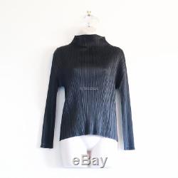 PLEATS PLEASE by issey miyake high neck long sleeve top black mock neck 3