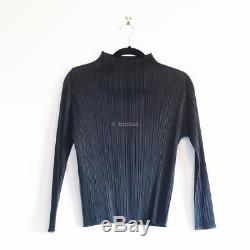 PLEATS PLEASE by issey miyake high neck long sleeve top black mock neck 3