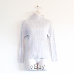 PLEATS PLEASE by issey miyake high neck long sleeve top grey mock neck 3