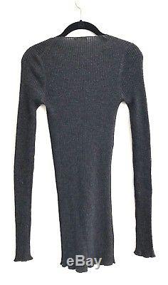 PRADA Dark Gray Ribbed Long Sleeve Sweater Dress Top 44 M L Silk Cashmere
