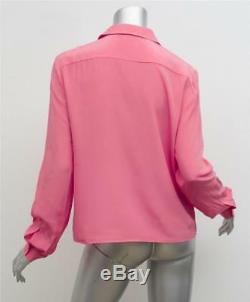 PRADA Womens Pink Silk Long Sleeve Button-Up Collared Blouse Top Shirt 8-44 NEW