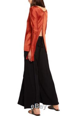 PROTAGONIST Sade Titan Copper Orange Red Sade Silk VE Long Sleeve Top Blouse S