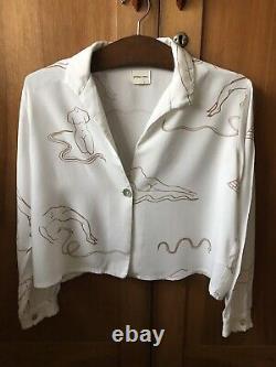 Paloma Wool Doricati white long sleeve cropped blouse top XS/S