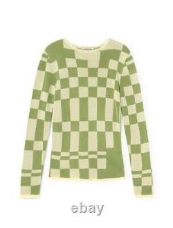 Paloma Wool El Valle top size medium in green and cream checkered print