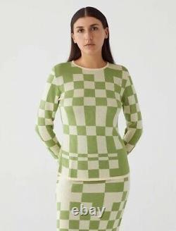 Paloma Wool El Valle top size medium in green and cream checkered print