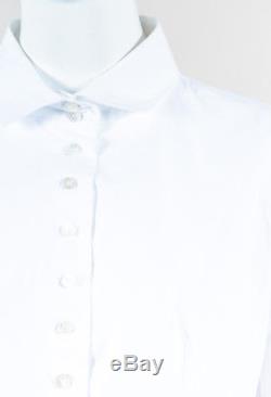 Pauw White Poplin Pleated Hem Button Down Long Sleeve Shirt Top SZ 3