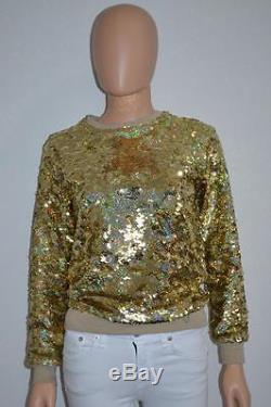 Philipp Plein Gold Sequin/Beige Long Sleeve Top/Sweatshirt Size XS