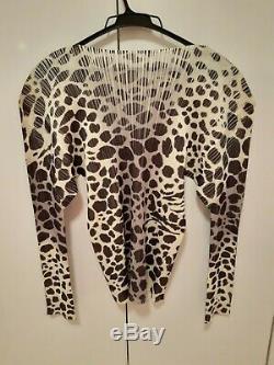 Pleats please Issey Miyake white spotted long sleeve top size F made in Japan