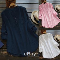 Plus Size Women Summer Gypsy Baggy Shirt Long Sleeve Tunic Top Blouse Size 6-26