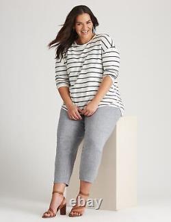 Plus Size Womens Tops Knitwear Curved Hem Long Sleeve Stripe Top