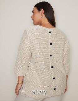 Plus Size Womens Tops Knitwear Long Sleeve Button Back Textured Top