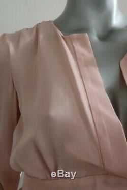 Prada Long Sleeve Blouse Light Pink Silk Size 38 Deep V-Neck Top
