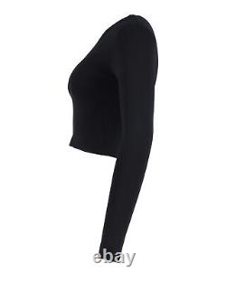 Proenza Schouler Cropped Long Sleeve Top in Black Cotton INTS