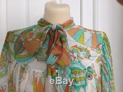 Pucci Print Long Sleeve 100% Silk Top/blouse/shirt Size 12 Worn Once