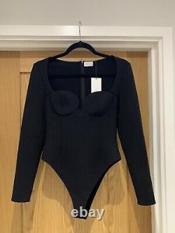 QUICK SALE! Magda Butrym Stretch Wool Long Sleeve Black Bodysuit Top. Size 36