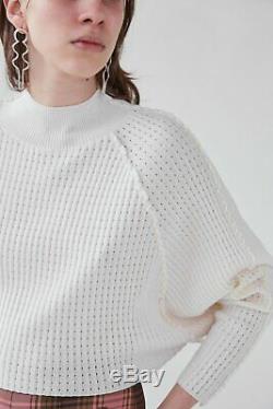 RACHEL COMEY NEW Bonito Ivory Pleat Pointelle Long Sleeve Mockneck Sweater Top S