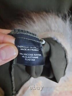 RARE ISABEL MARANT Khaki long sleeve Beppu Goat Fur trim Top Blouse