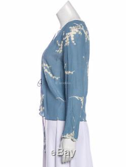 REALISATION PAR'the bianca' top long sleeve summer loving blue ivory silk S