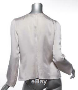 REALISATION Womens Beige Silk Surplice Tie Front Long Sleeve Top Blouse S NEW
