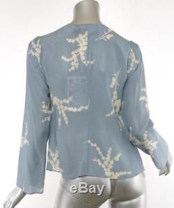 REALISATION Womens SILK Blue BIANCA Long Sleeve Tie Front Top Blouse NEW
