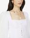 Reformation White Puff Sleeve Square Neck Prairie Fitted Linen Top Nwt Xs