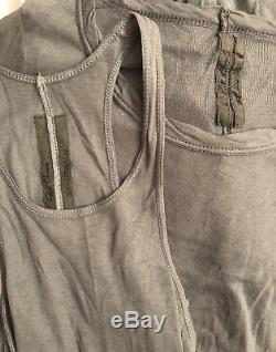 RICK OWENS Grey Tank Top + Long Sleeve Shirt Layering Set XS/S 2 piece