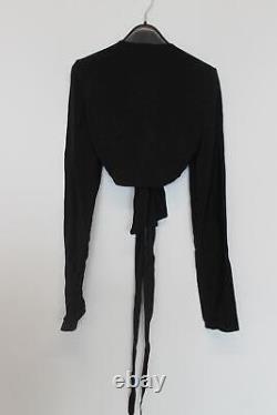 RICK OWENS Ladies Black Silk Blend Long Sleeve Wrap Top EU36 UK8