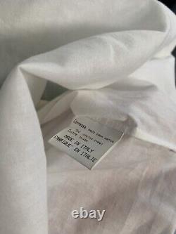ROBERTO CAVALLI UK XL White Cotton Long Sleeve Top Turquoise Beaded Neckline