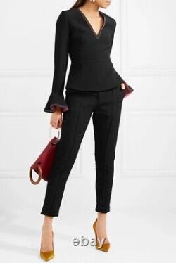 ROKSANDA Black PRILA Peplum Bell Sleeve Cady Blouse Top UK Size 14, US 10