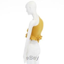 ROMEO GIGLI marigold yellow ruffle hem one shoulder long sleeve top