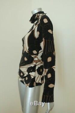 Rachel Comey Turtleneck Top Rumor Black Floral Silk Size 4 Long Sleeve Blouse