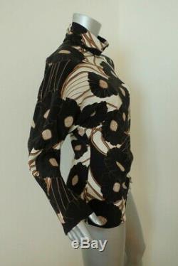 Rachel Comey Turtleneck Top Rumor Black Floral Silk Size 4 Long Sleeve Blouse