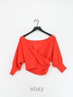 Rachel Comey Women's Top UK 6 Red 100% Polyester Long Sleeve Round Neck Basic
